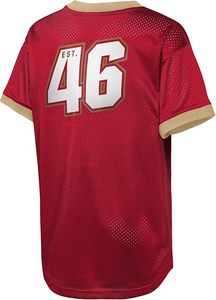 Maillot de sport en maille rouge des San Francisco 49ers à manches courtes, broderie personnalisée, polyester, séchage rapide, Thopson International - Product Image 3