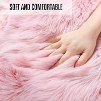 Kunstfell-Schaffell-Teppich Flauschiger Kleiner Shaggy-Teppich für Schlafzimmer Flauschiger Sofa-Bodenteppich Heimdekoration Rosa