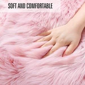 Faux Sheepskin Rug Fluffy Area <b>Small</b> Shaggy Rugs for Bedroom Fluffy <b>Sofa</b> Floor Carpet Home Decoration Pink - Product Image 4