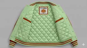 Veste universitaire avec manches en cuir PU et broderie directe - Product Image 2