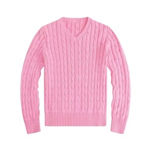 Suéter de Punto Personalizado con Logotipo, Casual, de Invierno, para Mujer, Diseño Sólido, Cuello en V, Manga Larga, Tejido Jacquard, Transpirable - Product Image 1