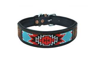 <b>Leather</b> <b>Dog</b> <b>Collar</b> with Beaded Letter Pattern Personalized Buckle Closure Western Style All Seasons Use - Product Image 4