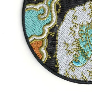 Patch brodé circulaire avec motif vague et nuage, badge en tissu à coudre pour accessoires vestimentaires - Product Image 5