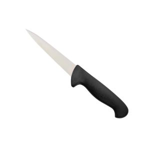 Couteaux à désosser à manche noir avec lame étroite et pointue argentée, poignée ergonomique avec protège-doigts pour la désossure, la découpe et la boucherie - Product Image 3