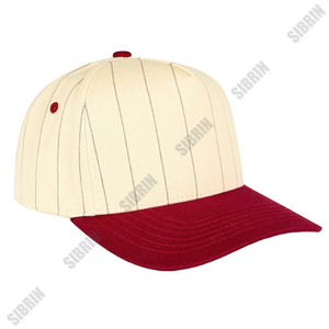 SIBRIN Custom Unisex 6 Panel Pinstripe Baseball Cap Maroon Yellow <b>Flat</b> Brim Casual Baseball <b>Hat</b> <b>Flat</b> Brim Strapback Outdoor - Product Image 1