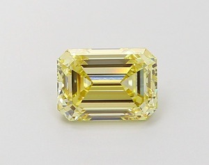 Fournisseur B2B de diamants fantaisie jaune émeraude, taille émeraude 1,04 ct, clarté VS1, polissage excellent, diamant cultivé en laboratoire pour bijoux. - Product Image 1