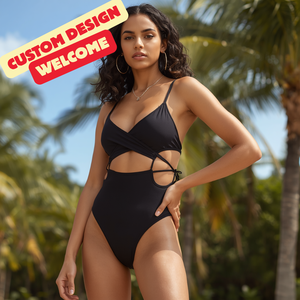 Maillot de bain une pièce à taille haute et découpes en nylon et élasthanne avec personnalisation OEM ODM - Product Image 3