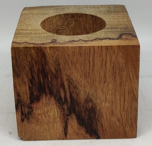 Customized Small Wooden Light Brown Natural Pillar-Shaped High-Quality Handmade Home Decor Wax Filling Tealight Candle Holder - Product Image 2