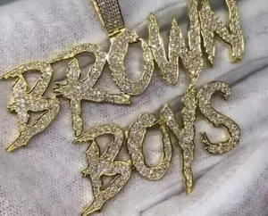 Colgante Personalizado con Letra Iced Out, Colgante de Letra Hip Hop con Moissanita, Chapado en Oro, Colgante con Nombre Personalizado, Joyería Estilo Rapero - Product Image 1