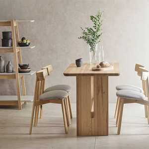 Solid Wood Modern Dining <b>Table</b> Set, Minimalist Rectangular Wooden Furniture, Contemporary Natural Wood Chairs for Home - Product Image 5