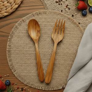 Ensemble d'outils à salade en bois faits à la main, cuillères et fourchettes écologiques, ustensiles en bois naturel, accessoires de cuisine - Product Image 5