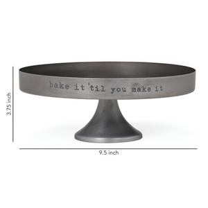 Soporte moderno de metal para pasteles con cita grabada, bandeja de servir gris mate, bandeja de exhibición de postres para el hogar y hoteles, vajilla de panadería. - Product Image 3
