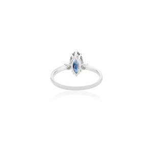 14K Solid Gold Marquise Sapphire & Diamond Three Stone Ring - Product Image 5