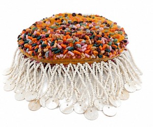 Pochette bohème perlée pour femme, doublée satin, avec pompons de perles et perles colorées, idéale pour les fêtes et mariages - Product Image 6