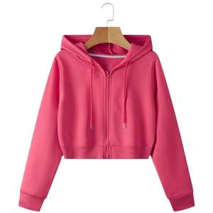 Women's Casual Zipper Cropped <b>Hoodies</b> Kangaroo Pocket <b>Zip</b> <b>Up</b> <b>Hoodies</b> & Sweatshirts In Different Colors with Low MOQ - Product Image 6