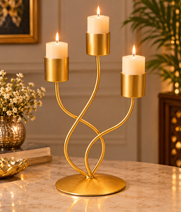 Elegant Gold Metal 3 Arm <b>Candle</b> Holder Stand Decorative Candelabra <b>Centerpiece</b> for Home Table Wedding Party Dining Room Decor - Product Image 3