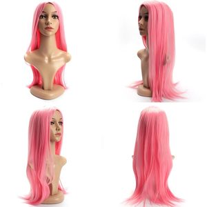 BERRYLION Parrucca lunga e diritta da 28 pollici per donne nere Parrucca sintetica per donne di colore rosa - Product Image 3