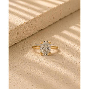 Bague solitaire en diamant de laboratoire taille coussin, or jaune 14 carats, élégante, pour fiançailles et mariage, pour femme, vente en gros - Product Image 5