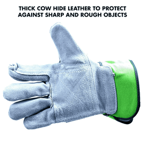 Guantes de Trabajo de Algodón Verde, Transpirables, Estilo Liso, para Uso en Exteriores, Primavera/Verano, de Algodón y Cuero, para Jardinería - Product Image 2