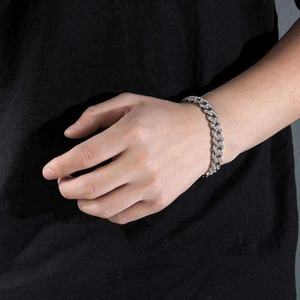 Pulsera de eslabones cubanos personalizada de 12 mm con incrustaciones de circonitas brillantes, plata de ley 925, joyería de lujo estilo hip hop, regalo para bodas y fiestas - Product Image 5