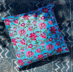 Hand Block Printed Cotton Pillow Cover Vintage Floral Decorative <b>Cushion</b> Case Handmade Bohemian Sofa Accent Pillow Slipcover - Product Image 3