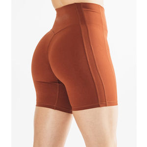 Solid Yoga Bike Shorts High Elastic Waist with Pockets <b>Tummy</b> <b>Control</b> Quick Dry Four-Way Stretch Workout Short Pants for Women - Product Image 2