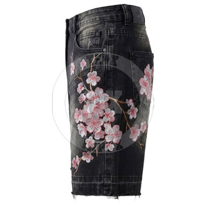 Shorts en jean brodés personnalisés effet usé – Vente en gros directe usine – Fabricant de shorts brodés usés - Product Image 3