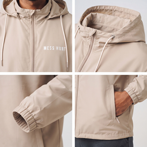 Veste coupe-vent légère pour homme avec capuche, logo personnalisé imprimé, 100% nylon, veste de pluie pour homme, randonnée, camping, coupe-vent à capuche - Product Image 6
