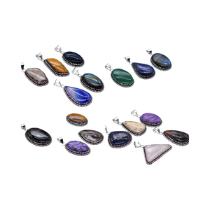 Colgante Chapado en plata con piedras preciosas, colgante de piedras preciosas, colgante de piedras preciosas de mezcla Natural, colgante de cabujón Natural, regalo para ella - Product Image 1