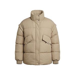 Hooded Quilted Waterproof <b>Bubble</b> Jacket Black Full Sleeve Winter Windproof Cotton Shell Knitted Fabric Polyester Filling Stand - Product Image 1