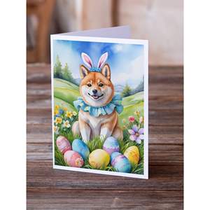 Whimsical Shiba Inu Easter Egg Hunt A7 Tamaño 5x7 Tarjetas de notas en blanco Paquete de 8 con sobres - Product Image 2