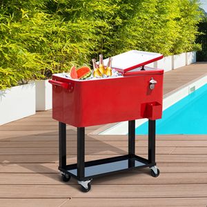 Carrello Frigo Portatile Rosso da 80 Qt con Materiale PU e Refrigeratore per Bevande su Ruote - Product Image 2