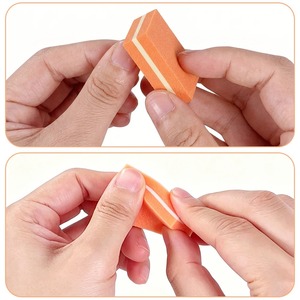 Limes à ongles miniatures jetables en acier inoxydable orange, double face, grain 100, 9 cm, emballage en boîte colorée pour manucure - Product Image 3