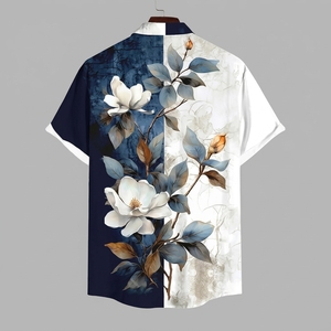 Tenues Assorties Personnalisées pour Couples, Imprimé Floral Décontracté d'Été, Chemise Hawaïenne à Manches Courtes pour Homme et Femme, Îles du Pacifique - Product Image 4