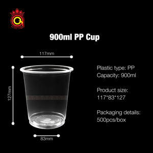 Quang Quan 95mm gobelets en plastique jetables 12oz 14oz 17oz PP gobelets à paroi unique avec couvercle pour café glacé thé à bulles thé au citron froid - Product Image 4