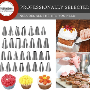 Kit di 100 Pezzi per Decorazione Torte, 48 Beccucci per Glassa, 20 Sacchetti Usa e Getta, 2 Giunti, 1 Set Girevole per Torte - Product Image 4