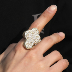 Moissanite <b>Cross</b> <b>Ring</b> Gold <b>Silver</b> Iced Out Statement <b>Ring</b> Luxury Mens Womens Jewelry Gothic Hip Hop Wedding Party Fashion Gift - Product Image 4