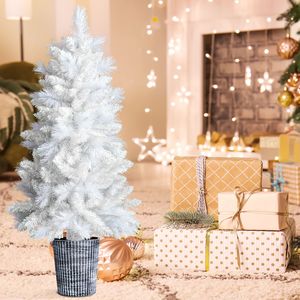 Albero di Natale Artificiale Bianco da 120 cm con Supporto, 200 Rami, Pino Natalizio in Vaso, Pianta di Seta per Decorazioni Natalizie Casa e Ufficio - Product Image 2