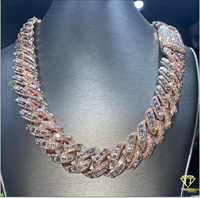 Cadena Cubana con Incrustaciones de Diamantes Moissanite Redondos y Baguette para Hombre, Moda Urbana, Disponible a Precio de Fábrica