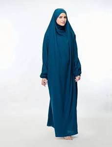 Vestido largo de poliéster ligero de color liso con cuello alto y manga larga para mujer Royal Nida, estilo modesto, holgado, para uso diario, talla mediana. - Product Image 2