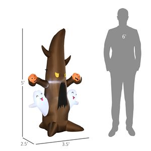 Albero Gonfiabile LED da 1,5 m in PVC con Fantasmi di Halloween e Zucche Sorridenti per Decorazioni Esterne di Giardini e Feste - Product Image 3