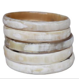 Bracelets en corne modernes faits à la main pour cadeau de mariage avec pierre principale en diamant, bracelet en corne de buffle naturelle, ensemble de bracelets, foncé - Product Image 1