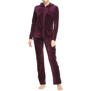 Ensemble de survêtement deux pièces pour femmes en velours brodé personnalisé de haute qualité 100% coton écologique - Product Image 1