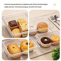 Boîtes à pâtisserie, boîtes à gâteaux, contenants alimentaires BOHE, forme rectangulaire, matériaux recyclables en PET, pour gâteaux, mousses, bonbons