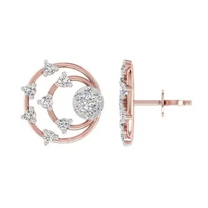 High Quality Round Cut Diamond Stud Earrings 14K <b>Rose</b> Gold Setting Elegant Sparkling Jewelry Women Bridal Available Bulk Quality - Product Image 5