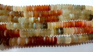 Perles de pierre de lune naturelle multi-couleurs, taille allemande, 9 à 10 mm, vendues par brin de 8 pouces de long - Product Image 3