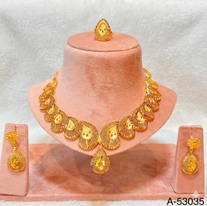 Traditional Wedding Jewelry Set – Gold & Silver Tone Red Stone Necklace Set <b>for</b> Women - Product Image 2