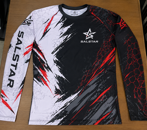 Salstar <b>Men's</b> Long Sleeve <b>Compression</b> <b>Shirt</b> Quick Dry Sporty Geometric Pattern Sublimation Print O-Neck Slim Fit Rash Guard Gym - Product Image 6