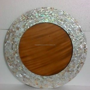 Modern Floral Mother of Pearl Inlaid round Wall <b>Mirror</b> for Home Decorative Use in Bathroom Bedroom & Living Room - Product Image 4