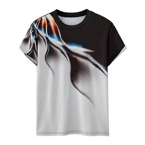 T-shirt col rond en tissu de qualité supérieure, dernier design, 50 % élasthanne et 50 % coton, impression par transfert thermique. - Product Image 1